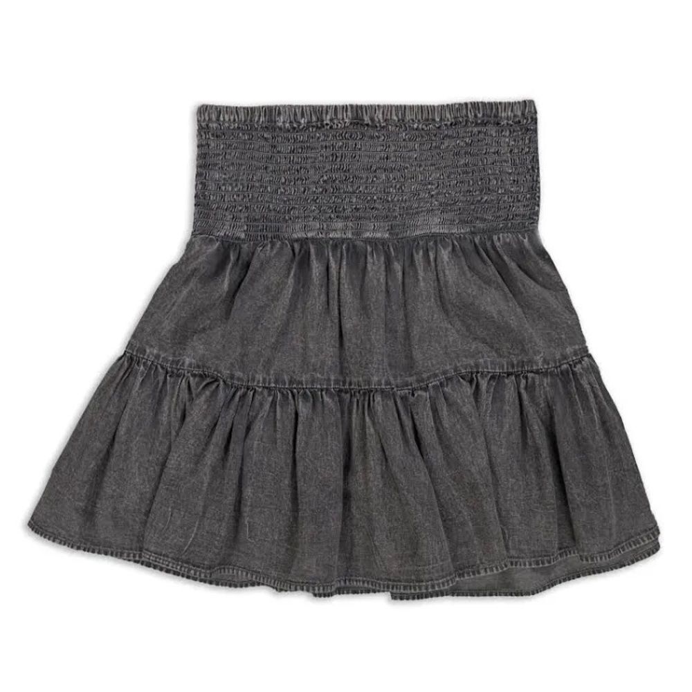 Elan International Ruched Tiered Skirt Grey Wash (NWT)